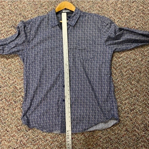MBX Premium Dry Goods Navy with White Flowers LS Dress Shirt Sz XXL (runs small) - Picture 9 of 10